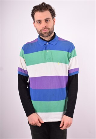 POLO RALPH LAUREN MENS VINTAGE POLO SHIRT LARGE MULTI 90'S