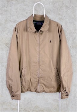Vintage Ralph Lauren Check Lined Harrington Jacket Beige XL