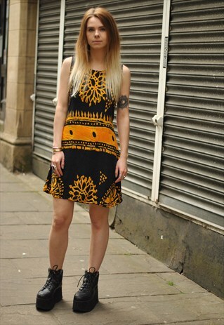 VINTAGE 90S PATTERN SLIP DRESS