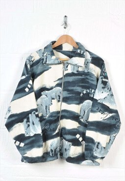 Vintage Fleece Jacket Polar Bear Print Blue Ladies Large