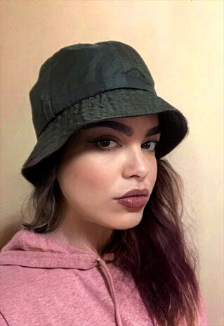 90S VINTAGE KAKI GREEN SHINY FLICKER BUCKET HAT