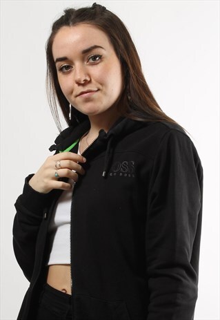 VINTAGE HUGO BOSS FULL ZIP BLACK HOODIE