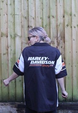 Vintage Y2K Harley Davidson embroidered short sleeved shirt