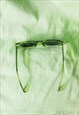GREEN ROUNDED RECTANGLE 90S LOOK SUNGLASSES