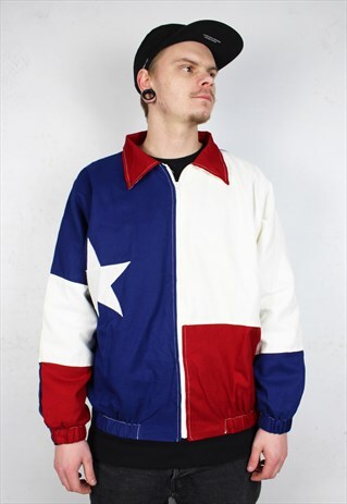 VINTAGE TEXAS LONE STAR PRINT JACKET USA FLAG