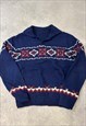 VINTAGE KNITTED JUMPER ABSTRACT PATTERNED KNIT SWEATER