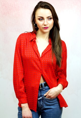 1990S VINTAGE RED VISCOSE BLOUSE