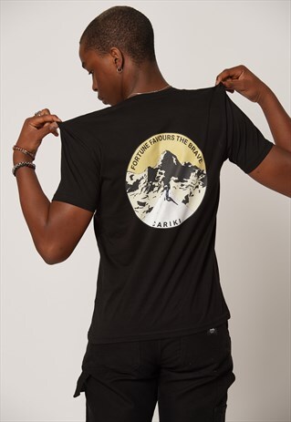 SUSTAINABLE ORGANIC FORTUNE FAVOURS THE BOLD BLACK T-SHIRT