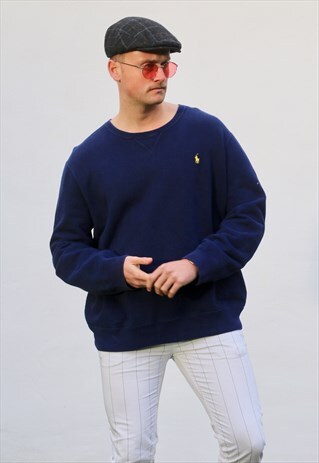 RALPH LAUREN USA 90S NAVY BLUE HEAVY MINIMALIST SWEATSHIRT