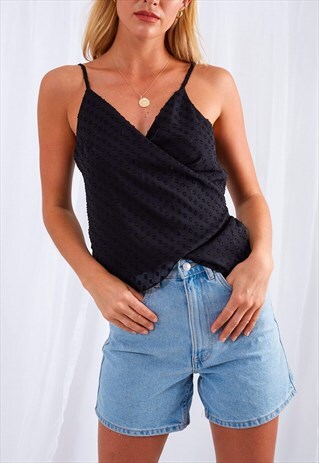 BLACK WRAP TOP