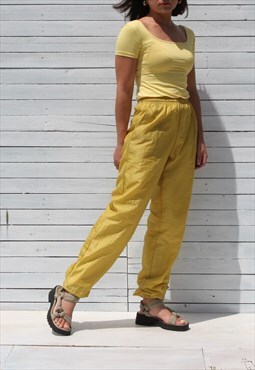 Deadstock shiny yellow athlesure lined high waist joggers