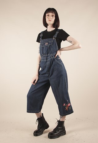 VINTAGE WINNIE THE POOH COULOTTE BLUE DUNGAREES /MM1281
