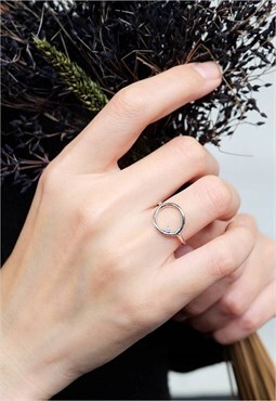 CZ Opan Circle Ring Women Sterling Silver Ring