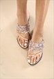 JUSTYOUROUT DIAMONTE SLIP ON SANDALS ROSE GOLD