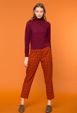 MAROON LONG NECK ROLL DOWN SWEATER