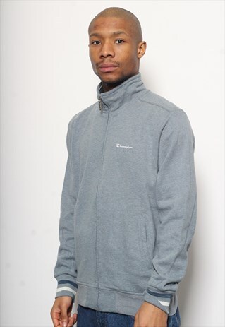 VINTAGE CHAMPION FULL ZIP LOGO SWEATSHIRT BLUE