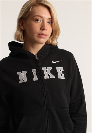 VINTAGE NIKE EMBROIDERED SPELLOUT ZIPPED HOODIE