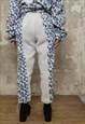 LEOPARD FLEECE JOGGERS HANDMADE ANIMAL COW OVERALLS IN WHITE