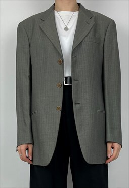 Armani Vintage Blazer Jacket 90s Grey Suit Mens