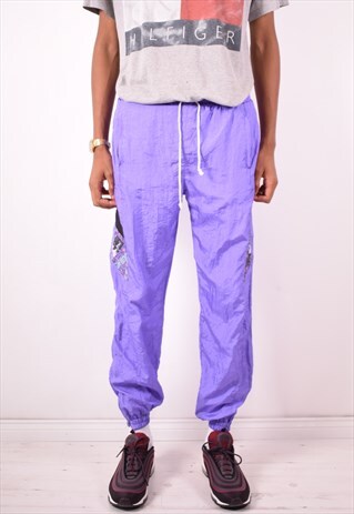 MENS VINTAGE TRACKSUIT TROUSERS SMALL PURPLE 90S
