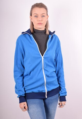 WOMENS VINTAGE TRACKSUIT TOP JACKET LARGE BLUE 90S