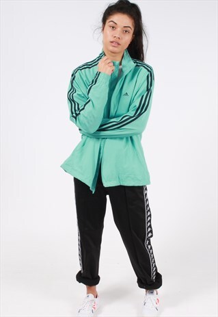 VINTAGE ADIDAS OVERSIZED THREE STRIPE WINDBREAKER JACKET