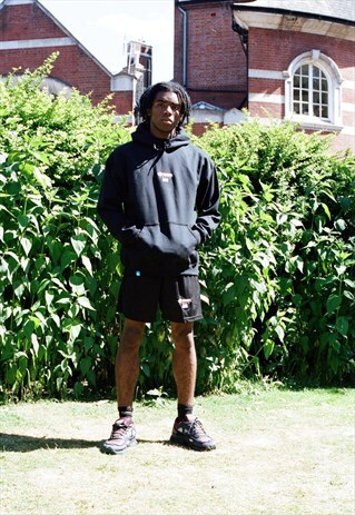 BLACK SHORTS WITH DREAM SPORT EMBROIDERED LOGO
