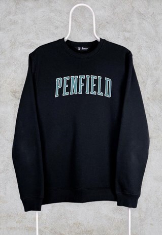 BLACK PENFIELD SWEATSHIRT GREEN SPELL OUT MEDIUM