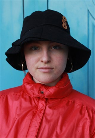 BLACK FLOATY FESTIVAL SUMMER BUCKET HAT