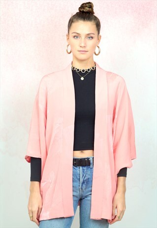 VINTAGE TRADITIONAL JAPANESE PEACH KIMONO JACKET