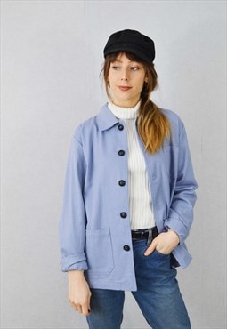 French Work Jacket Faded Light Blue