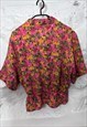 80S RETRO COLORFUL FLORAL JACKET / BLOUSE - M