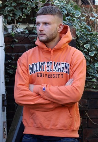 VINTAGE ORANGE CHAMPION HOODIE MEDIUM