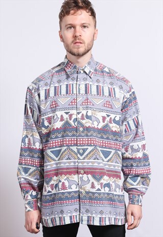 VINTAGE AZTEC PATTERNED SHIRT