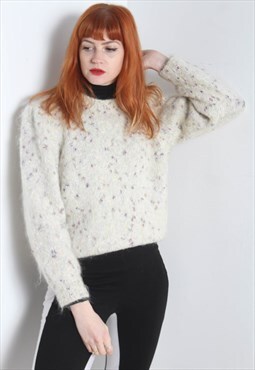 Vintage 90's Fleece Fluffy Jumper White