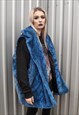 SNAKE FLEECE VEST JACKET HANDMADE PYTHON GILET BOMBER BLUE