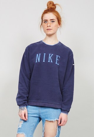 VINTAGE 90'S NAVY BLUE NIKE LOGO SWEATER 3835