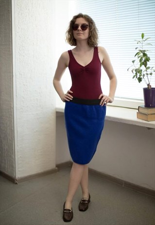 VINTAGE 90'S BLUE WOOL SKIRT