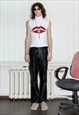 90'S VINTAGE BOOTCUT ROCKER LEATHER TROUSERS IN ONYX BLACK