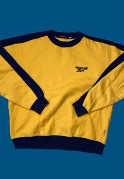 vintage 90s yellow blue reebok jumper 