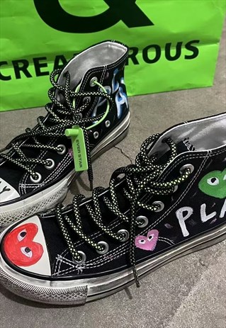 Customized anchor trainers love sneakers in black