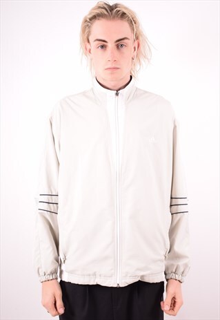 ADIDAS MENS VINTAGE TRACKSUIT TOP JACKET LARGE GREY 90S