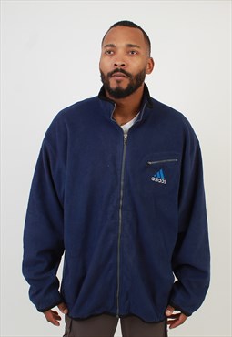 Men's Vintage Adidas Blue Full Zip Fleece Jacket