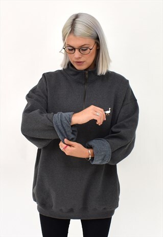 G&G UNISEX CHARCOAL 1/4 GOOSE SWEAT