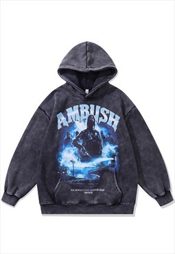 Horror print hoodie Ambush slogan pullover creepy jumper
