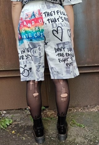 GAY BOARD SHORTS LGBT GRAFFITI PANTS LOVE PRIDE OVERALLS