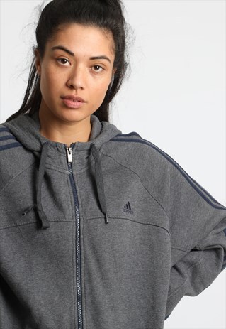 90S ADIDAS EMBROIDERED LOGO ZIPPED HOODIE