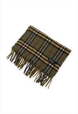 Burberry scarf green nova check wool woolly tassel Unisex