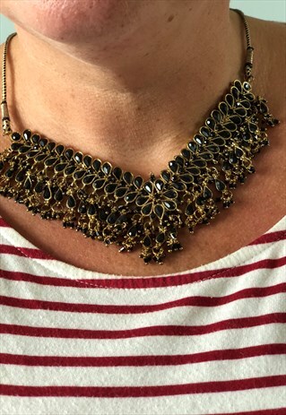VINTAGE 1990S TIE UP GOLD AND BLACK NECKLACE