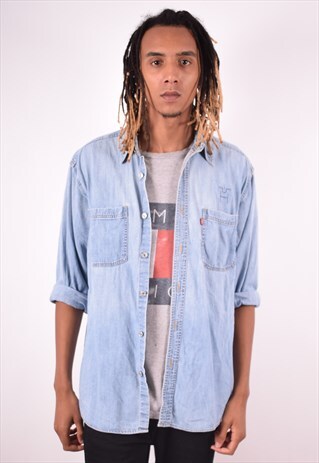 LEVI'S MENS VINTAGE DENIM SHIRT MEDIUM BLUE 90S